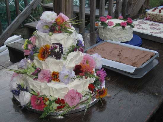 Friends made an array of wedding cakes The'official' wedding cake was 